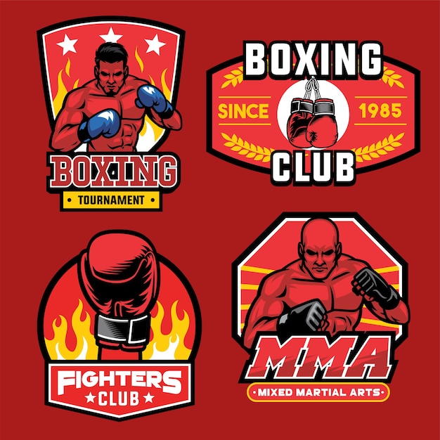 Collezione di set di badge di boxe