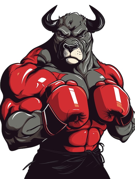 boxing bull vector on an isolated background