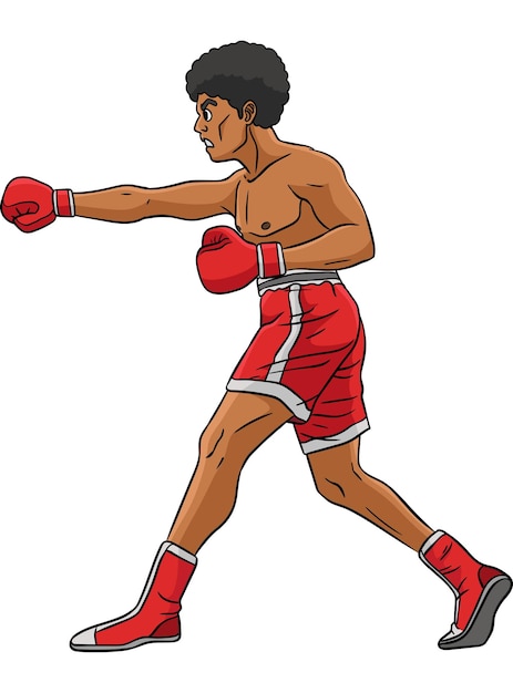 Boxing cartoon colored clipart illustration