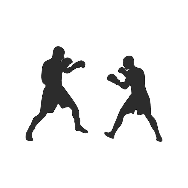 Boxing champ standing and ready to fight . Man boxer. Fighter silhouette hand drawn vector sketch
