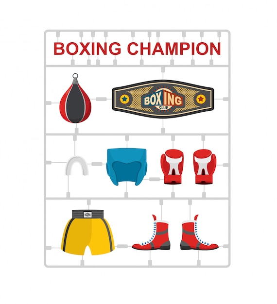 Vettore campioni di boxe kit modello in plastica.