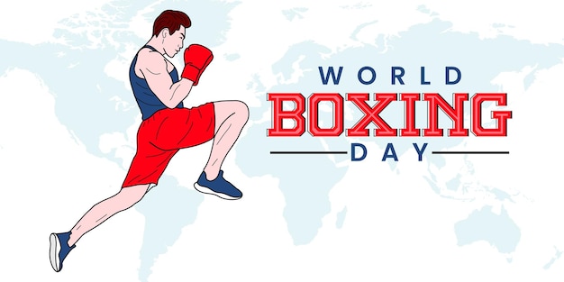 Boxing day banner with a boxing man