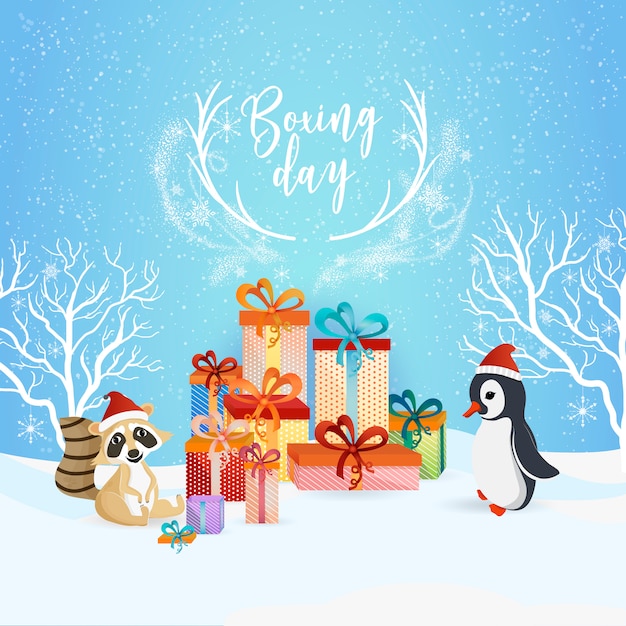 Boxing day blue background design