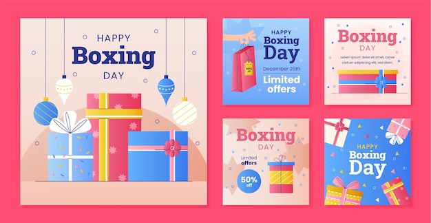 Vector boxing day instagram posts collection