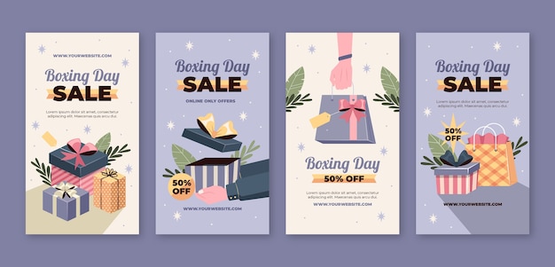 Vector boxing day instagram stories collection