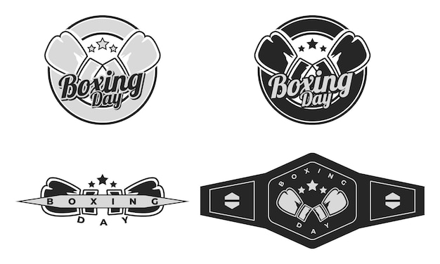Boxing day logo set menu drink boxing gloves