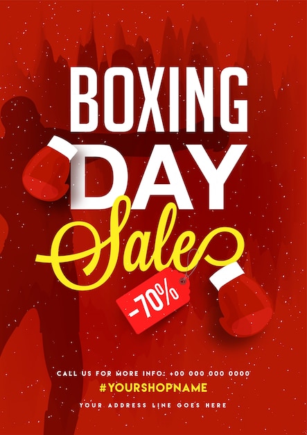 Boxing day, sale banner, poster or flyer design with discount offer.