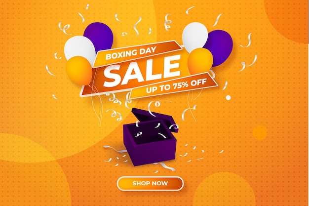 Boxing day sale banner template vector wit orange background