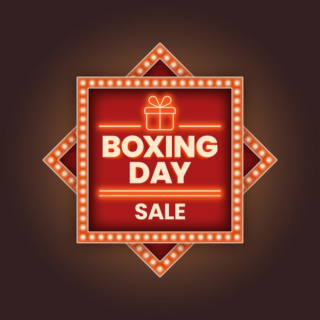 Boxing day sale banner with light board effect for advertising or social media post design template