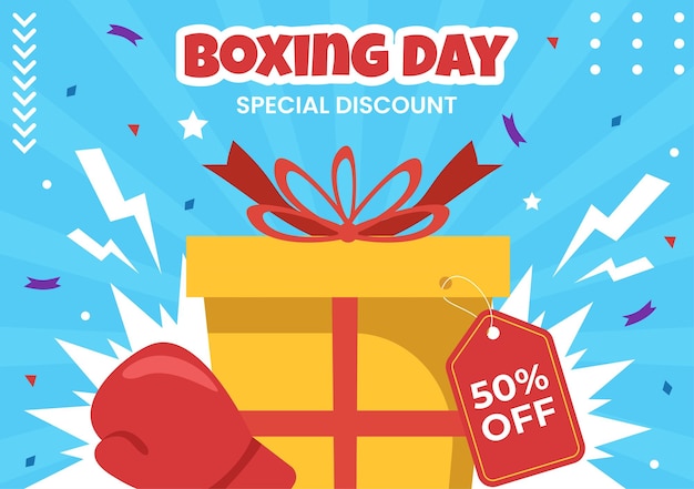 Boxing Day Sale Flat Cartoon Background Hand Drawn Templates Illustration