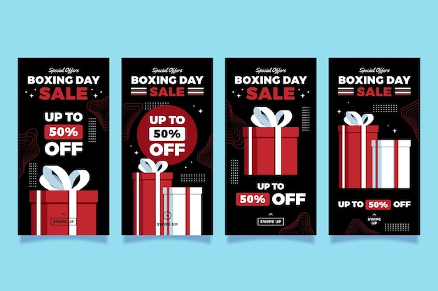 Vector boxing day sale instagram story collection