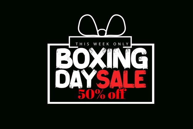 Vector boxing day sale met rood, zwart achtergrond-, spandoek-, poster- of flyerontwerp