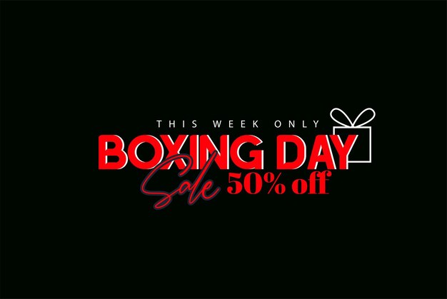 Vector boxing day sale met rood, zwart achtergrond-, spandoek-, poster- of flyerontwerp