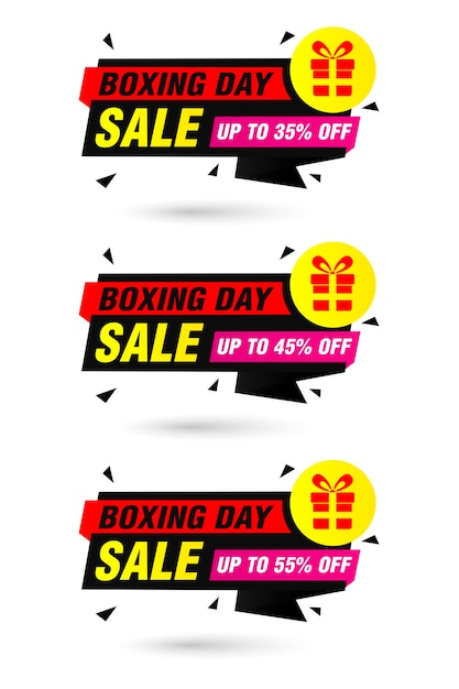 Boxing day sale origami labels set Sale 35 45 55 off discount