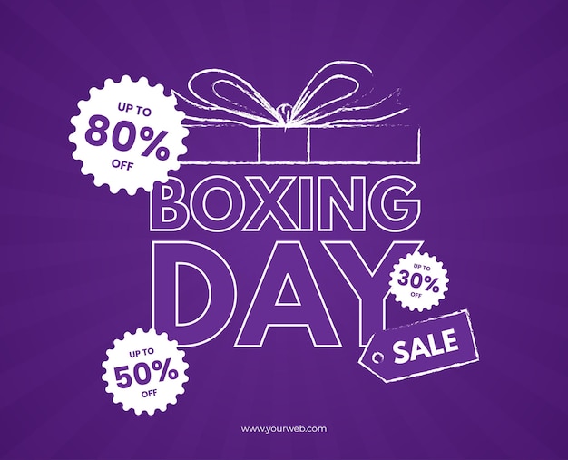 Boxing day sale purple box cartoon blue sunburst chalk vector