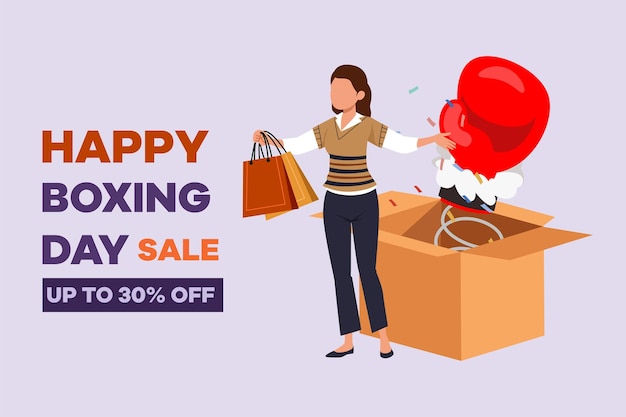 Boxing day sale shopping concept Colored flat vector illustration isolated