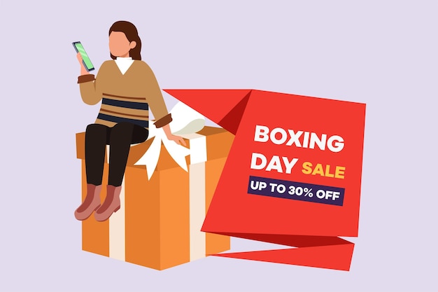 Boxing day sale shopping concept Kleurige platte vector illustratie geïsoleerd