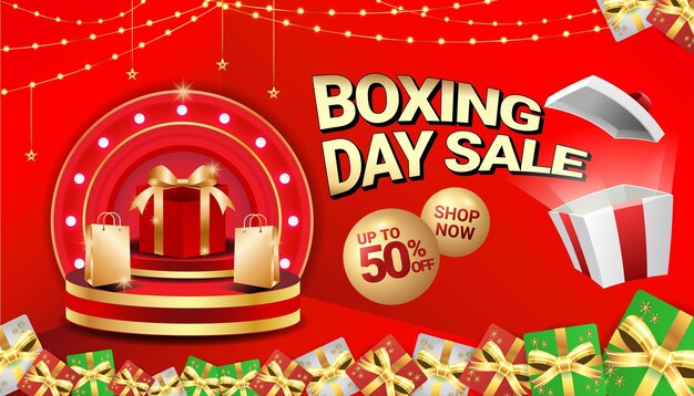 Boxing day sale social media post background banner flyer discount december end year template 5