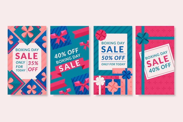 Boxing day sale social media stories set