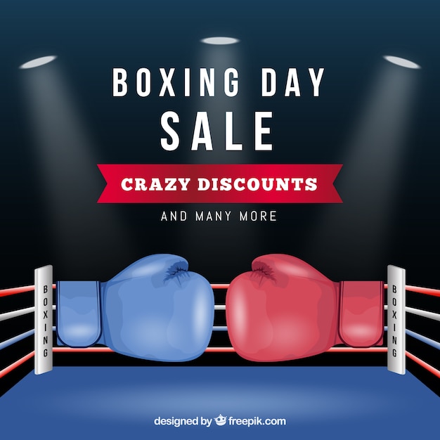 ボクシンググローブとボクシングの日の販売の背景