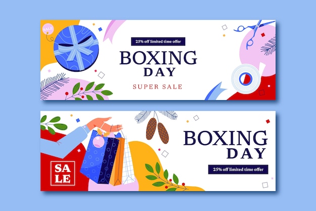 Boxing day sales horizontal banners set