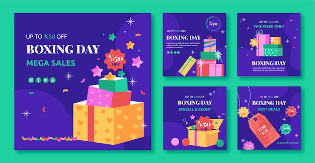 Boxing day sales instagram posts collection