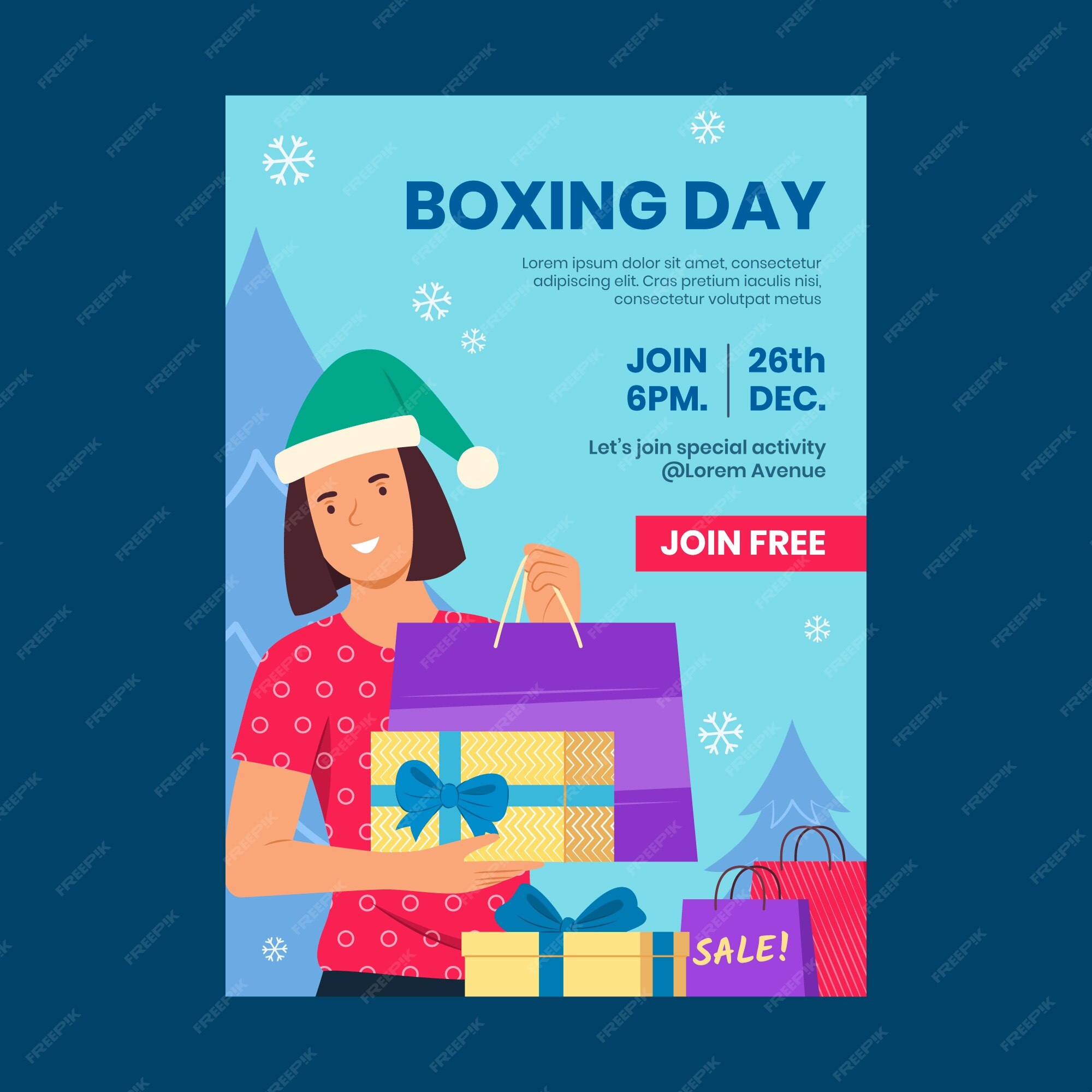 Premium Vector Boxing day sales vertical poster template