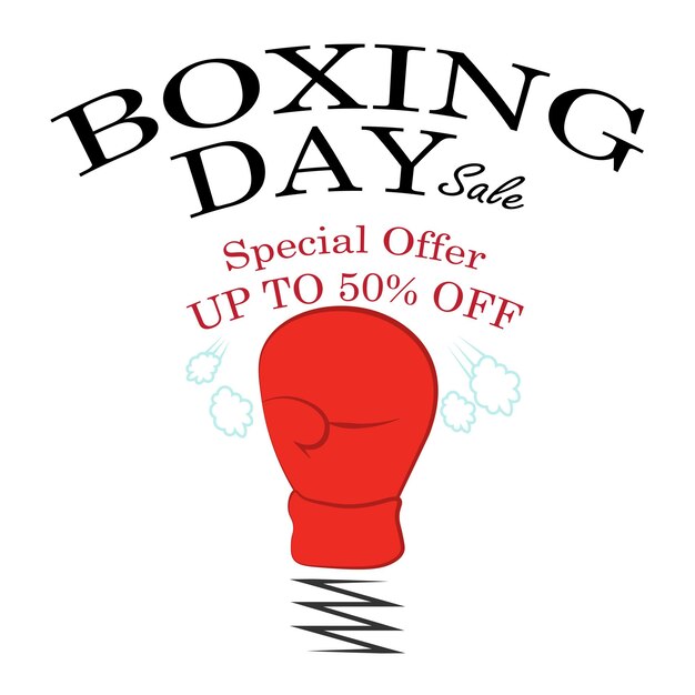 Векторная иллюстрация дня бокса с боксерской перчаткой, концепция продажи дня бокса.