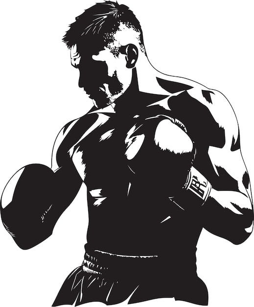 Vector boxing dynamism black logo design with man icon black and bold boxing man vector icon