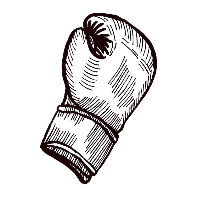 Boxing gloves batting sketch isolated sporting equipment for boxing in hand drawn style engraved design for poster print book illustration logo icon tattoo vintage vector illustration