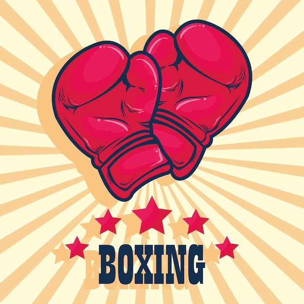 Vector boxing gloves card with stars