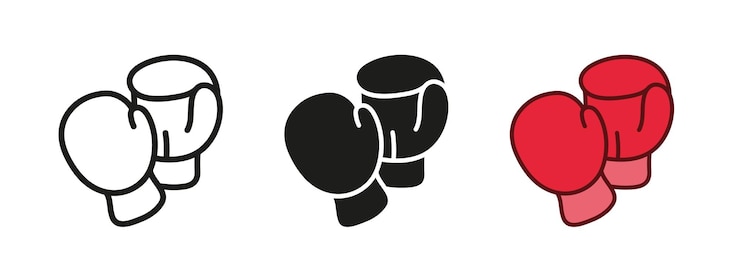 Vector boxing gloves icon knockout punch symbol boxer fight sign combat competition pictogram boxing gloves