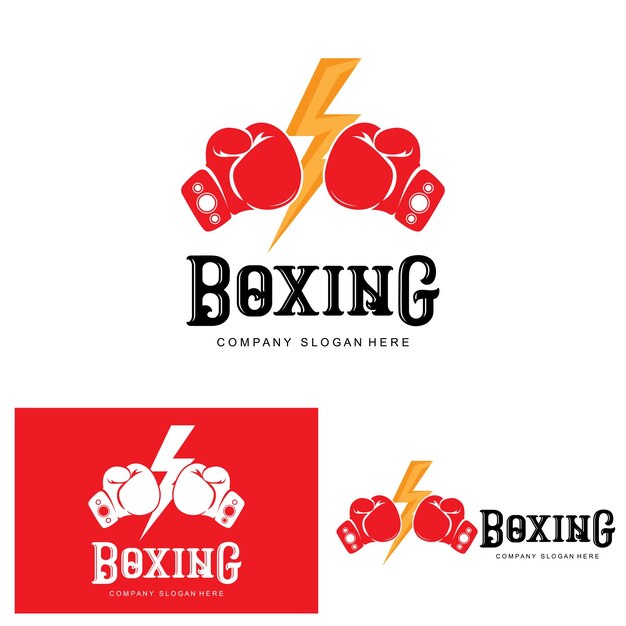 boxing gloves logo design wrestling ring fighter artvector illustration