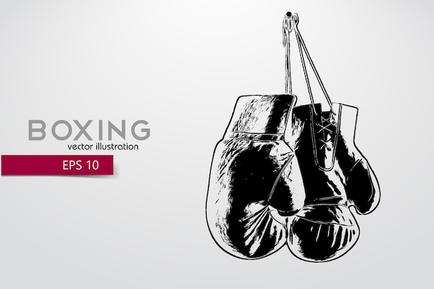 Boxing gloves silhouette Background and text on a separate layer