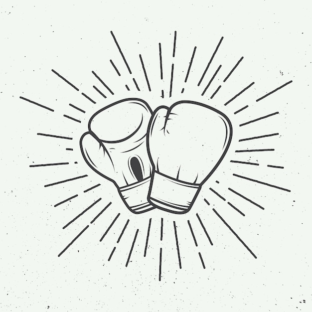 Vector boxing gloves in vintage style. vector illustration