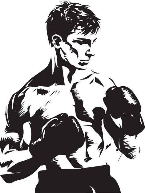 Вектор Черный логотип boxing heroics с черной иконой pugilistic man fighters spirit vector