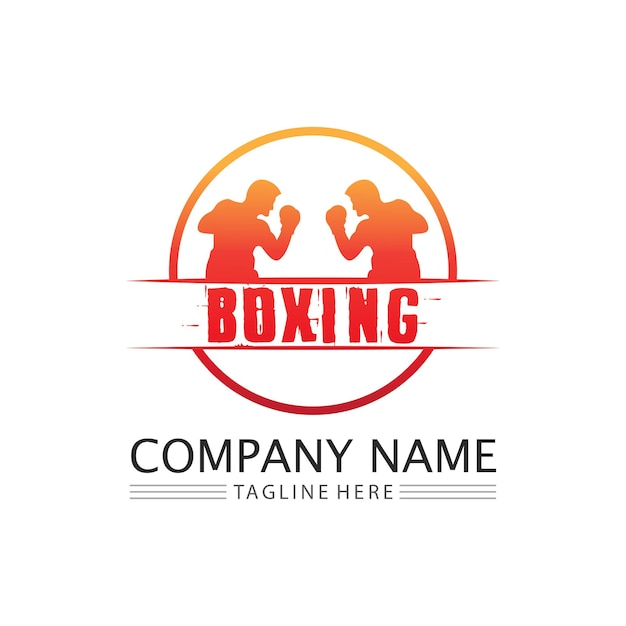Vector boxing icon set and boxer design illustration symbol of fighter