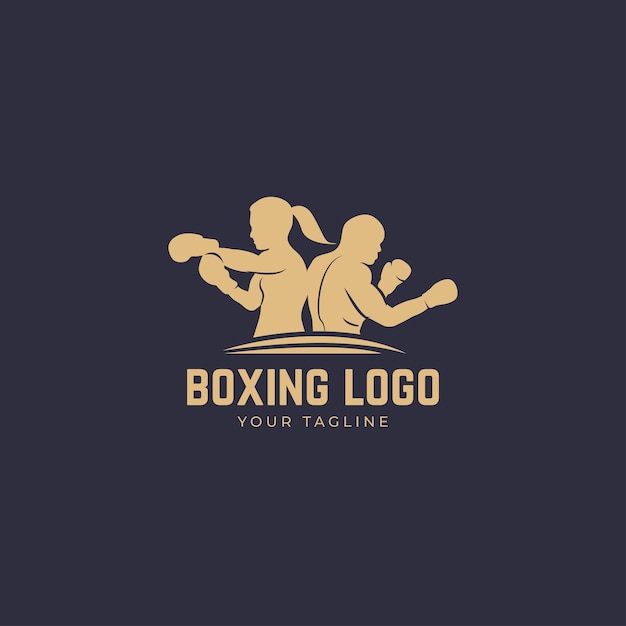 Vettore logo boxe con uomo e donna