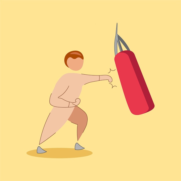 Vector boxing man flat illustration