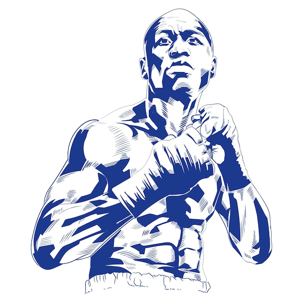 Boxing man.Ink illustration