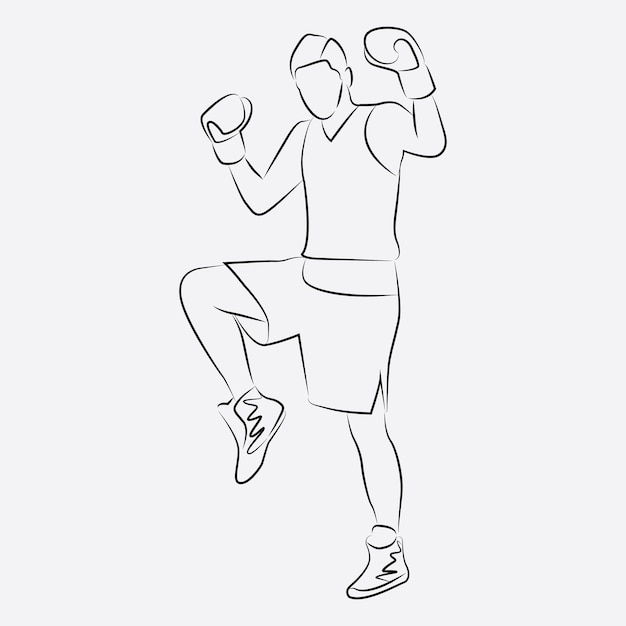 boxing man line art