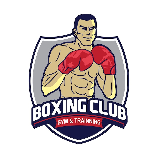Векторная иллюстрация боксера идеально подходит для обучения боксу, конкурса, дизайна логотипа боя