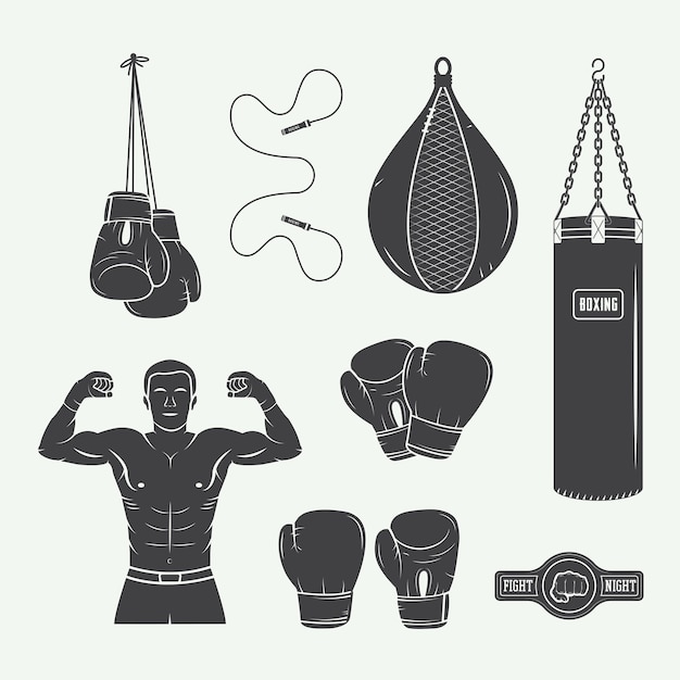 Vector boxing and martial arts elements