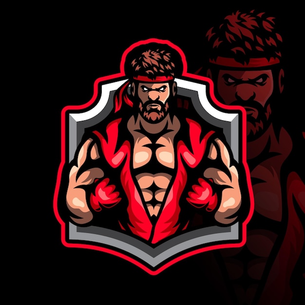 Vector boxing mascot design esport template