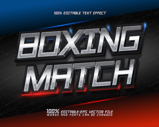 boxing match text effect editable silver blue vs red style