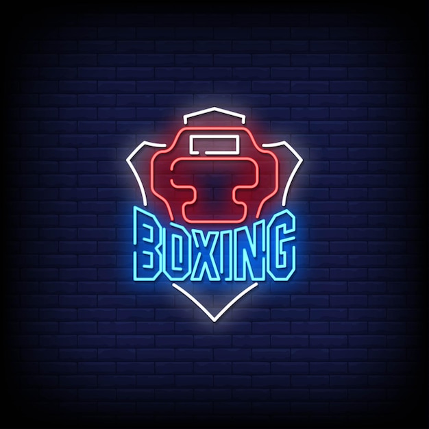 Boxing neon signboard on brick wall