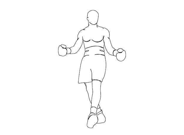 Boxing Player single-line art drawing continues line vector illustration