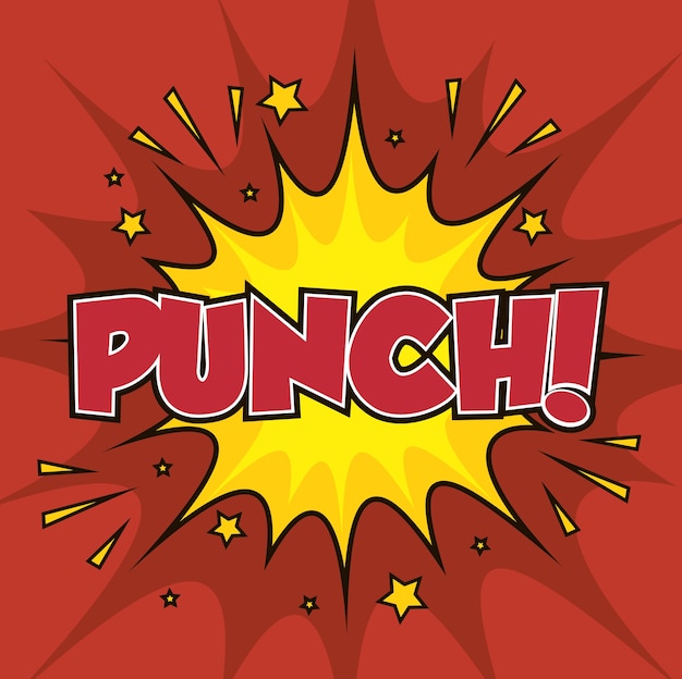 boxing punch pop art isolated 