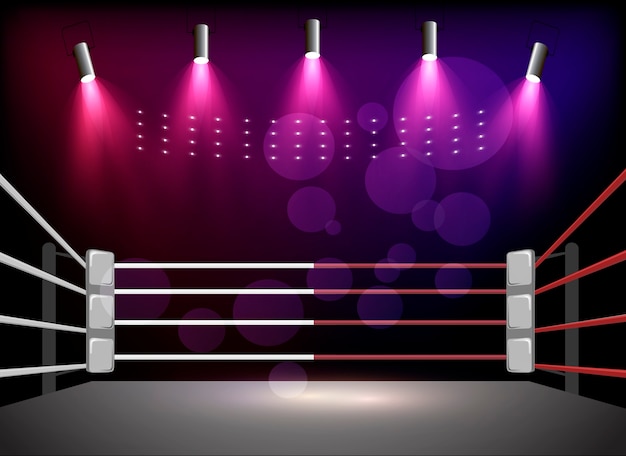 Vector boxing ring arena and floodlights