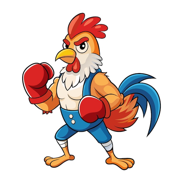 Vettore illustrazione vettoriale di cartoni animati di boxing rooster